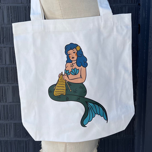Cream Mermaid Tote Bag