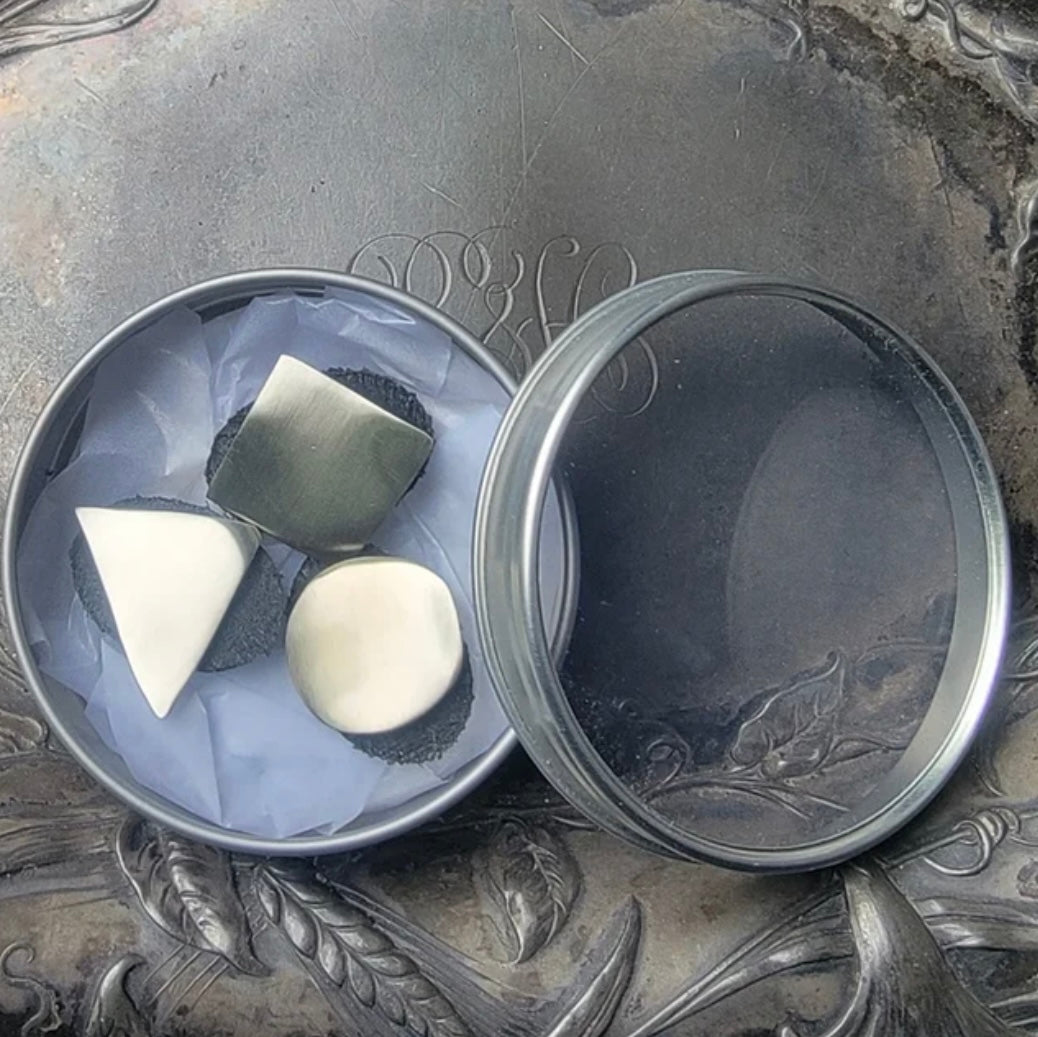 Midcentury Modern Stud Buttons - White Brass Set of 3